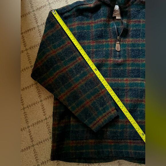 Woolrich Original outerwear wool plaid with green 1/2 zip L - Picture 5 of 10